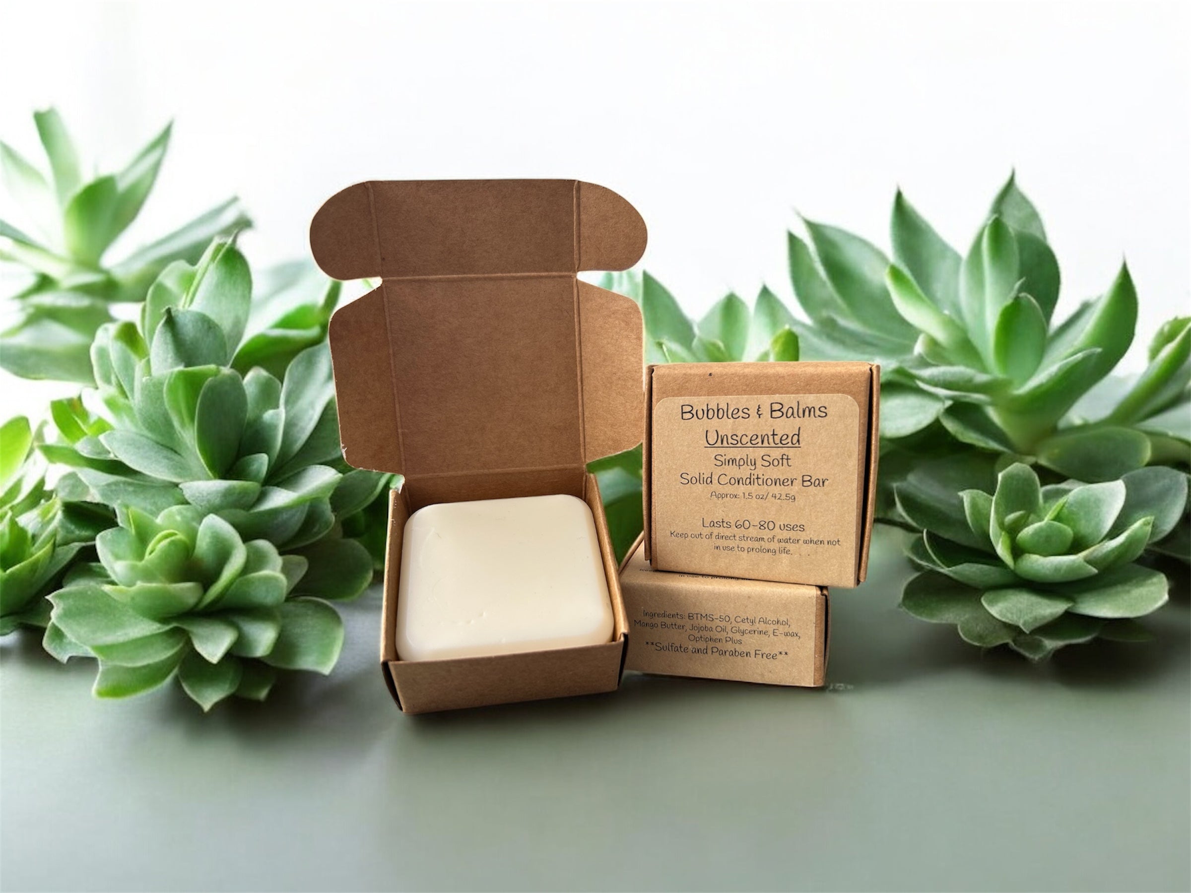 Solid, unscented conditioner bar